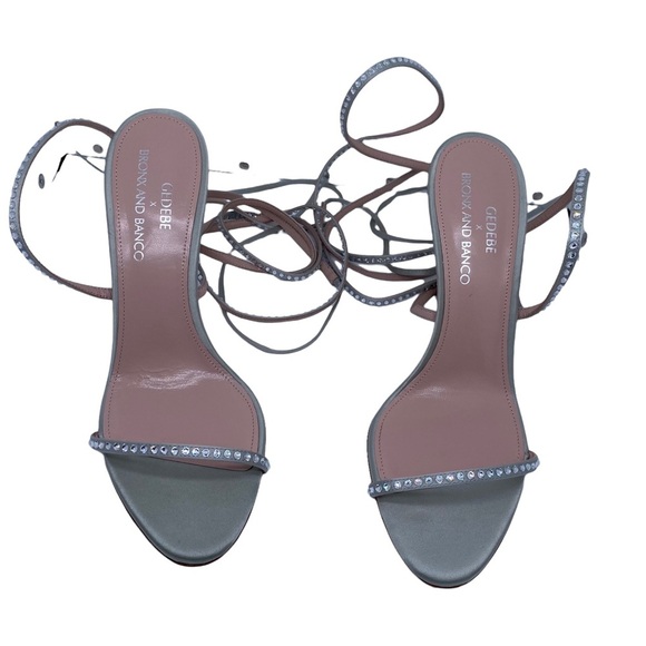 NEW Bronx and Banco X REVOLVE Anna Silver Rhinestone Vamp Heels Silver Size 8.5 - Picture 7 of 13